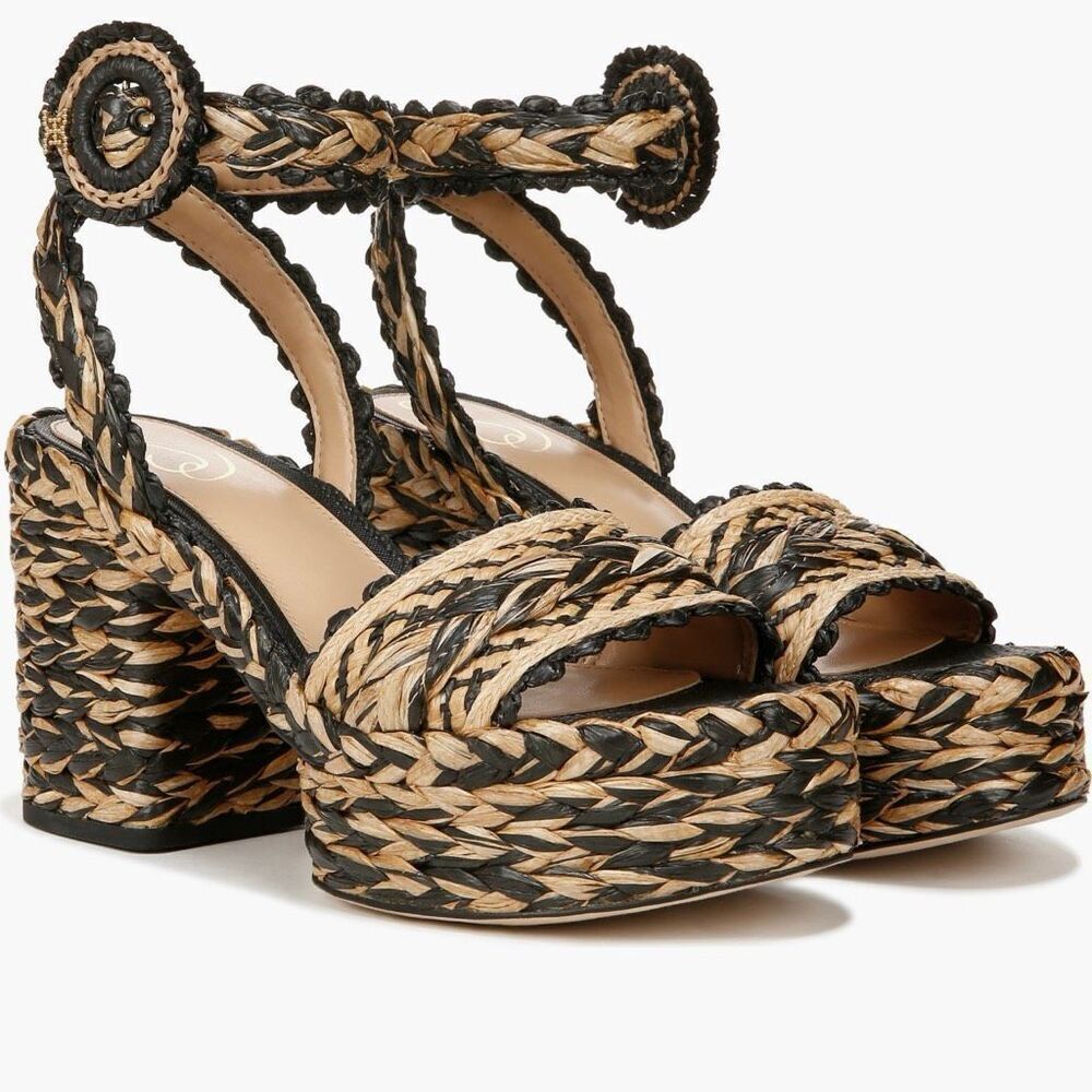 Sam Edelman Iliana Platform Sandal Woven Braided block heel 8.5 Strappy